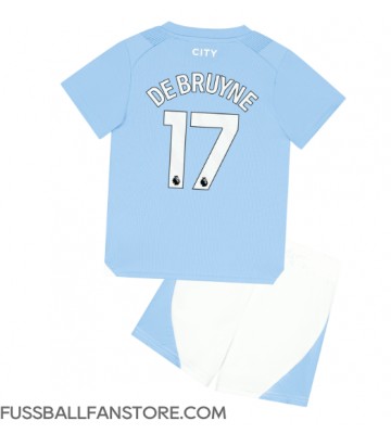 Manchester City Kevin De Bruyne #17 Replik Heimtrikot Kinder 2023-24 Kurzarm (+ Kurze Hosen)